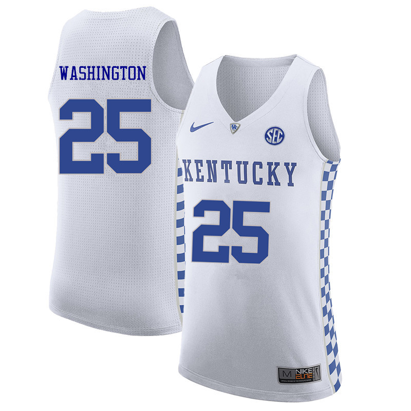 Men Kentucky Wildcats #25 PJ Washington College Basketball Jerseys Sale-White - Click Image to Close